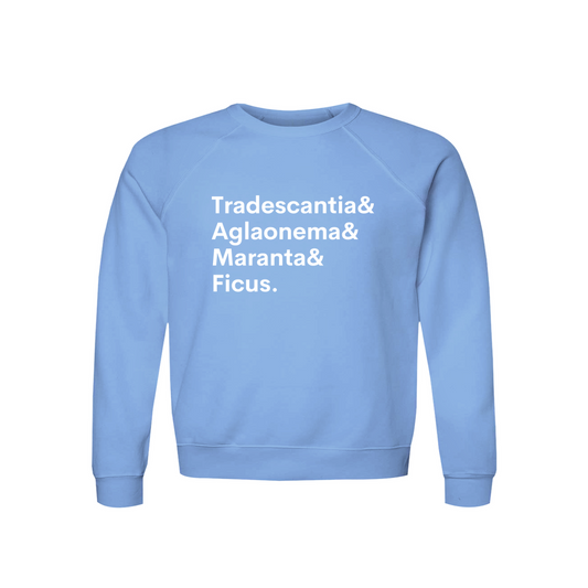 Tradescantia, Aglaonema, Maranta & Ficus Plant Lover Sweatshirt – Organic Cotton Raglan