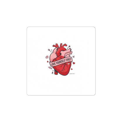 Love Yourself First Heart Sticker | anti‑Valentine, edgy heart design