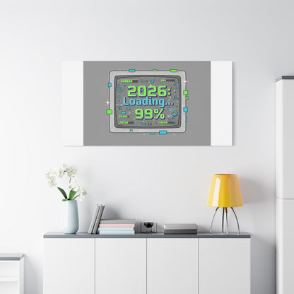 2026 Loading 99% Canvas | NYE countdown, retro system interface