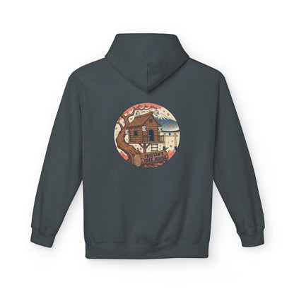 Hoodie — “Love is a Universal Language” Cozy Retro Cabin Graphic Hoodie
