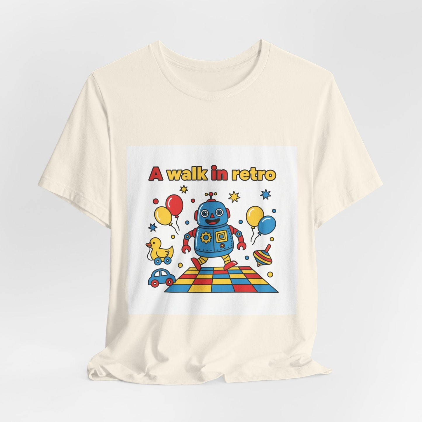 Retro Robot Toy Graphic Tee | Throwback Kid, Primary Colors