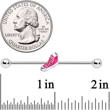 14G Pink High Top Sneaker Industrial Barbell 38mm