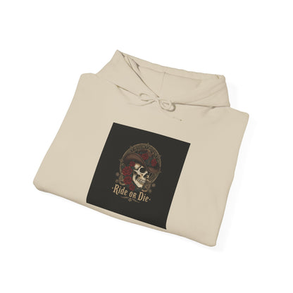 Ride or Die Skull, Hoodie | western skull art, gothic Americana