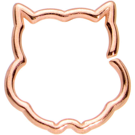 16G 3/8 Rose Gold Tone Barn Owl Halloween Closure Ring
