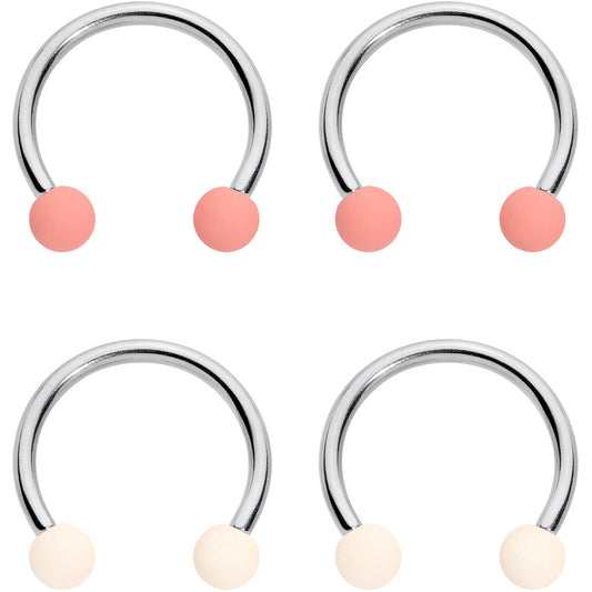 16G 3/8 Peaches Cream Matte Horseshoe Circular Barbell Set of 4