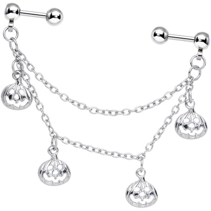 16G 1/4 Aurora Gem Pumpkin Halloween Cartilage Chain Earring