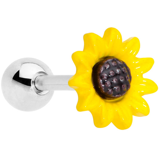 16G 1/4 Yellow Sunflower Cartilage Tragus Earring