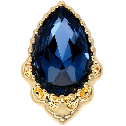16G 1/4 Blue Gem Gold Tone Noble Drop Cartilage Tragus Earring