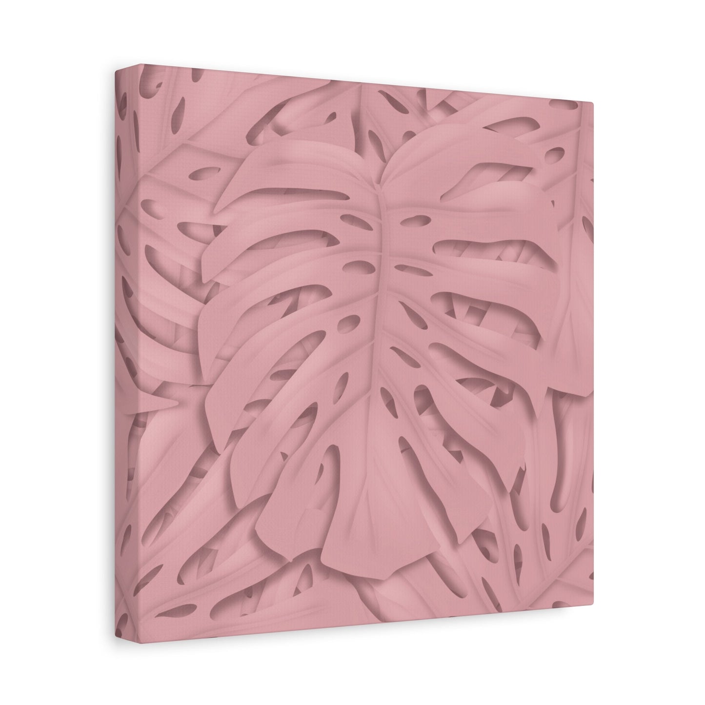 Soft Pink Monstera Canvas Print – Botanical Wall Art