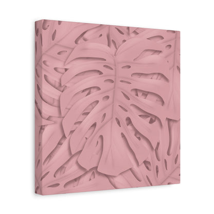 Soft Pink Monstera Canvas Print – Botanical Wall Art