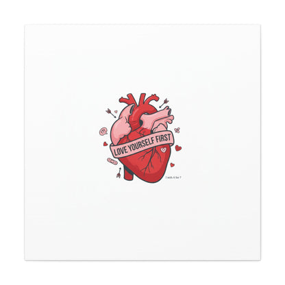 Love Yourself First Canvas, Hearts-with-a-Twist, Anti-Valentine Art