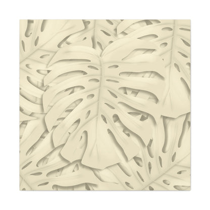 Beige Monstera Canvas Print – Botanical Wall Art