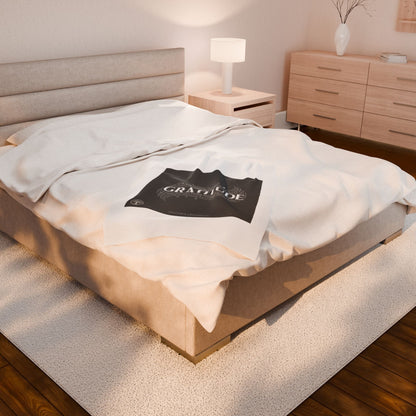 Gratitude Typography Velveteen Plush Blanket | pastel tiny treats, cozy micro-indulgence