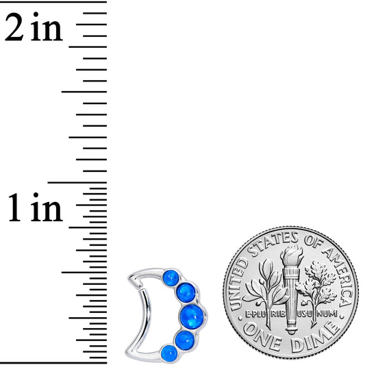 16G 3/8 Blue Orb Moon Left Ear Closure Ring