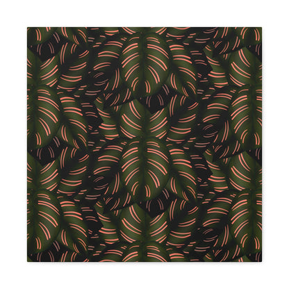 Calathea Pinstripe Pattern Canvas Print – Botanical Wall Art