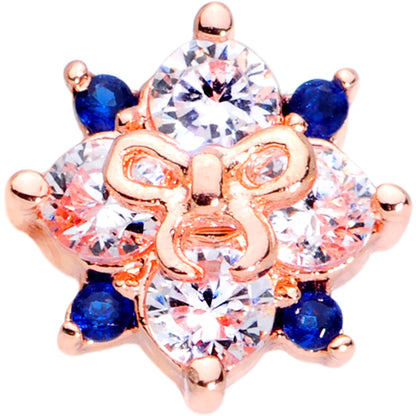 16G 3/8 Clear CZ Gem Rose Gold Tone Bow Star Labret Monroe Tragus