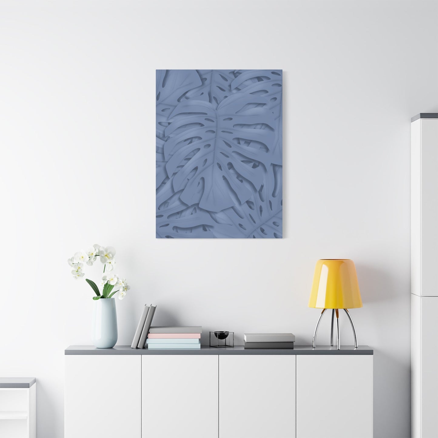 Blue Monstera Canvas Print – Botanical Wall Art