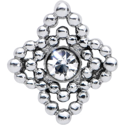 16G 1/4 Clear Gem Textured Cross Cartilage Tragus Earring