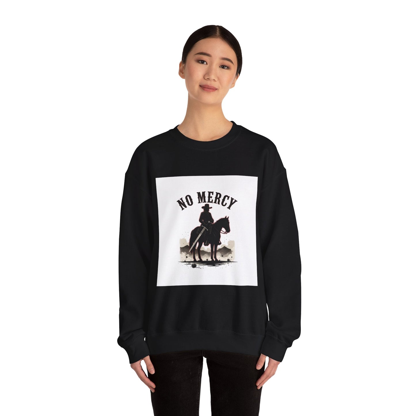 No Mercy cowboy silhouette Sweatshirt | western skull art, gothic Americana