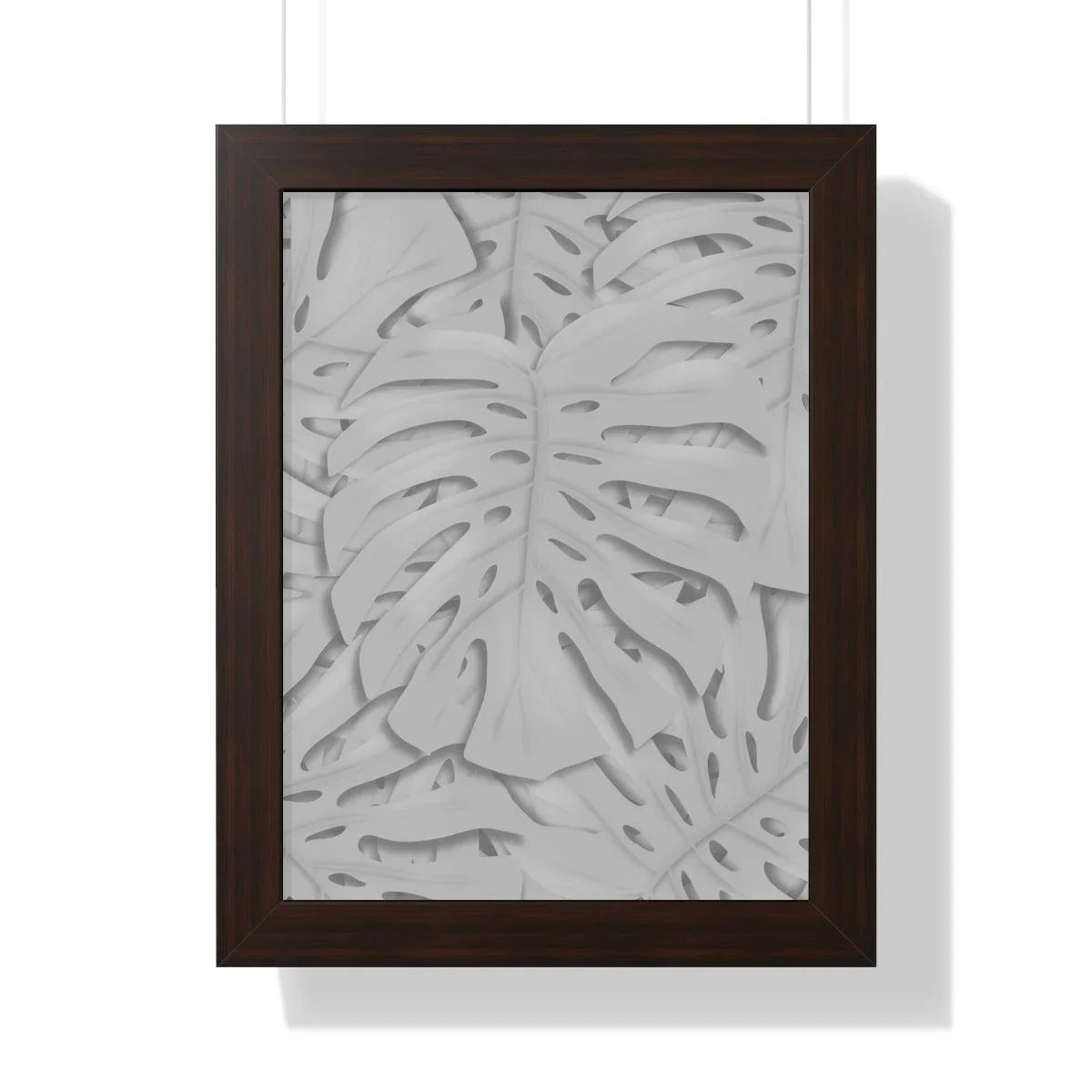 Soft Grey Monstera Framed Print – Botanical Wall Art