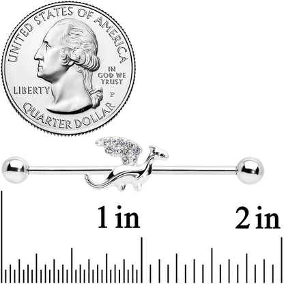 14G Clear Gem Dragon Industrial Barbell 38mm