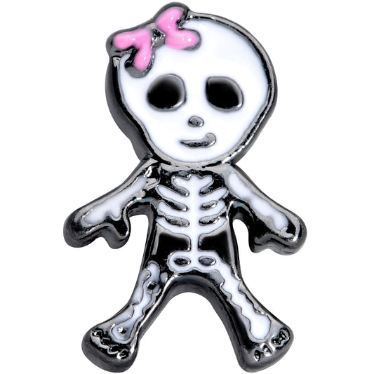 16G 5/16 Black Skeleton Girl Halloween Labret Monroe Tragus
