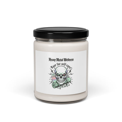 Heavy Metal Wellness Skull Candle | 9oz Scented Soy Candle, gothic wellness quote