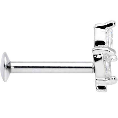16G 5/16 CZ Gem Leaf Threadless Push In Labret Tragus
