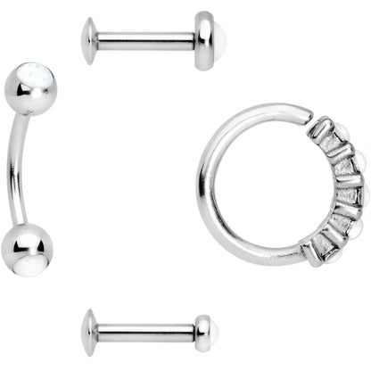 16G Clear Orb Septum Labret Cartilage Tragus Set of 4