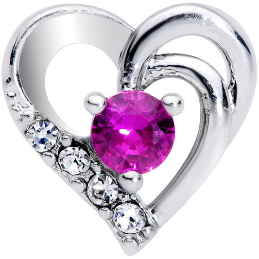 16G 5/16 Clear Pink Gem Heart Valentines Day Labret Monroe Tragus