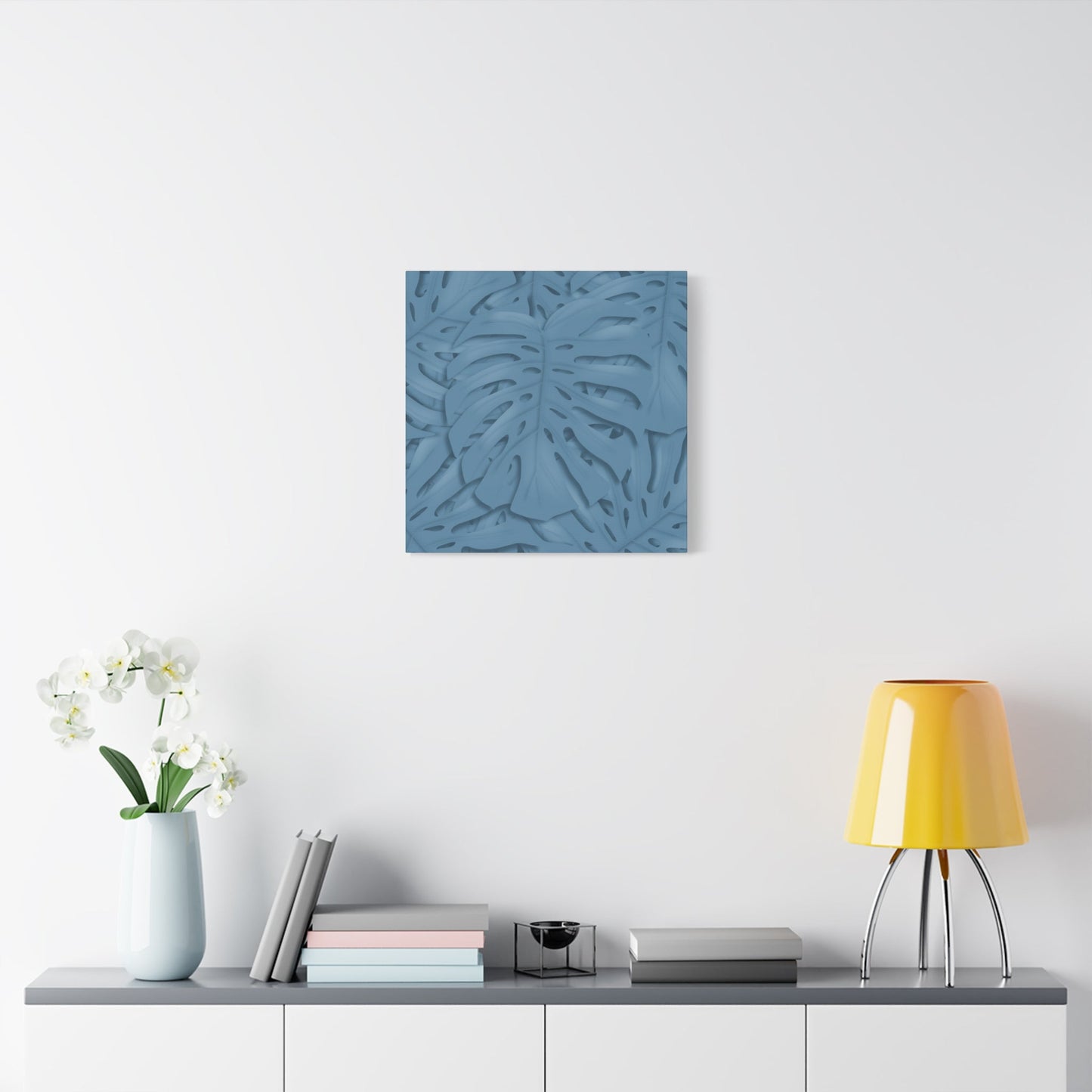 Cerulean Blue Monstera Canvas Print – Botanical Wall Art