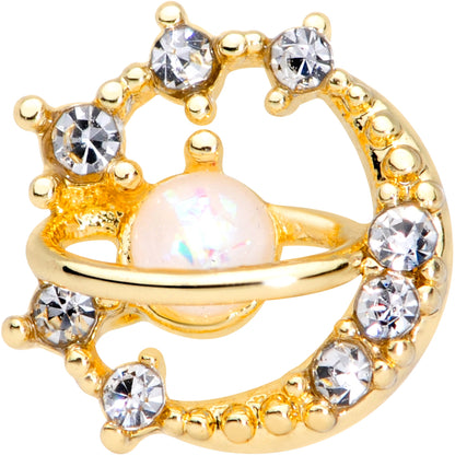 16G 1/4 Clear Gem Gold Tone Saturn Moon Cartilage Tragus Earring