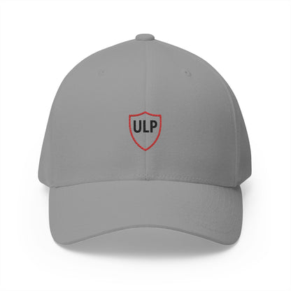 Embroidered 'ULP' Shield Cap — White Structured Baseball Hat