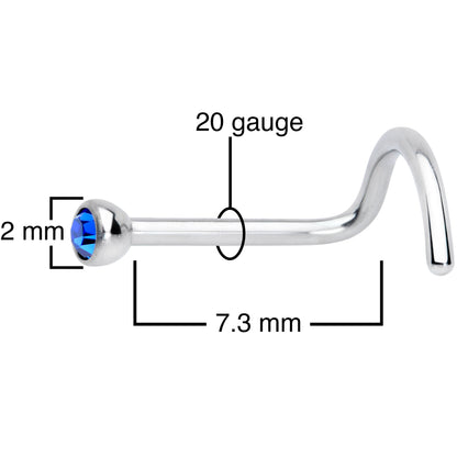 20G Blue 2mm Grade 23 Titanium Press Fit Left Side Nose Screw