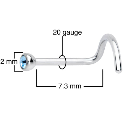 20G Aqua 2mm Grade 23 Titanium Press Fit Left Side Nose Screw