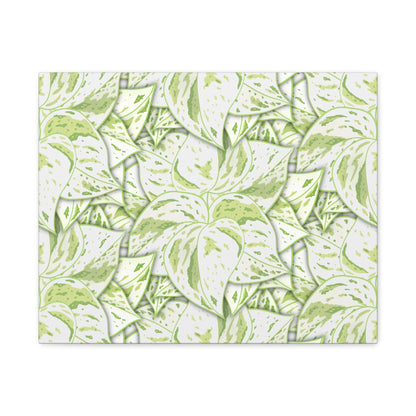 Snow Queen Pothos Pattern Canvas Print – Botanical Wall Art