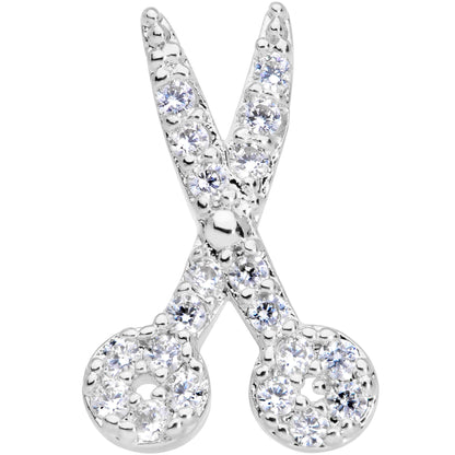 20G 1/4 Clear CZ Gem Shear Scissors Nose Bone