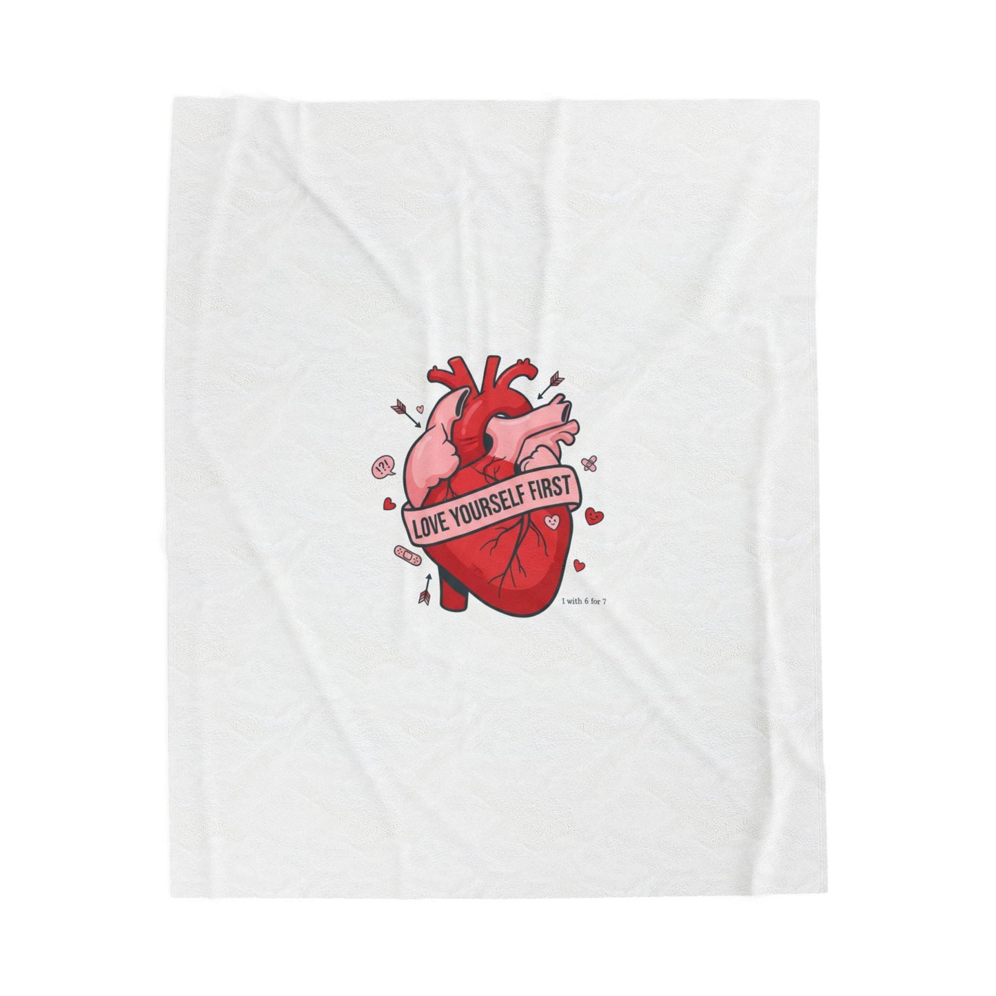 Love Yourself First Heart Illustration Velveteen Plush Blanket, anti‑Valentine, edgy heart