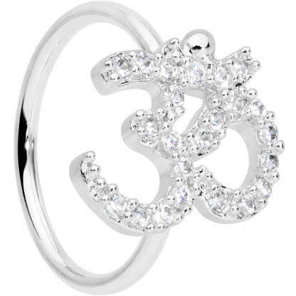 18G 3/8 Clear CZ Gem Amazing Om Nose Hoop