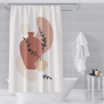 Morandi Abstract Art Shower Curtain - Luxury Waterproof Polyester Fabric with Muted Earth Tones for Modern Minimalist Decor