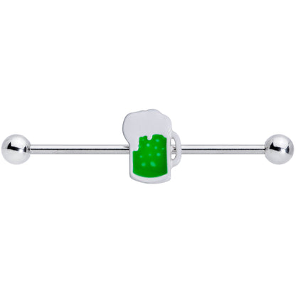 14G Green Beer St Patricks Day Industrial Barbell Set of 2 38mm