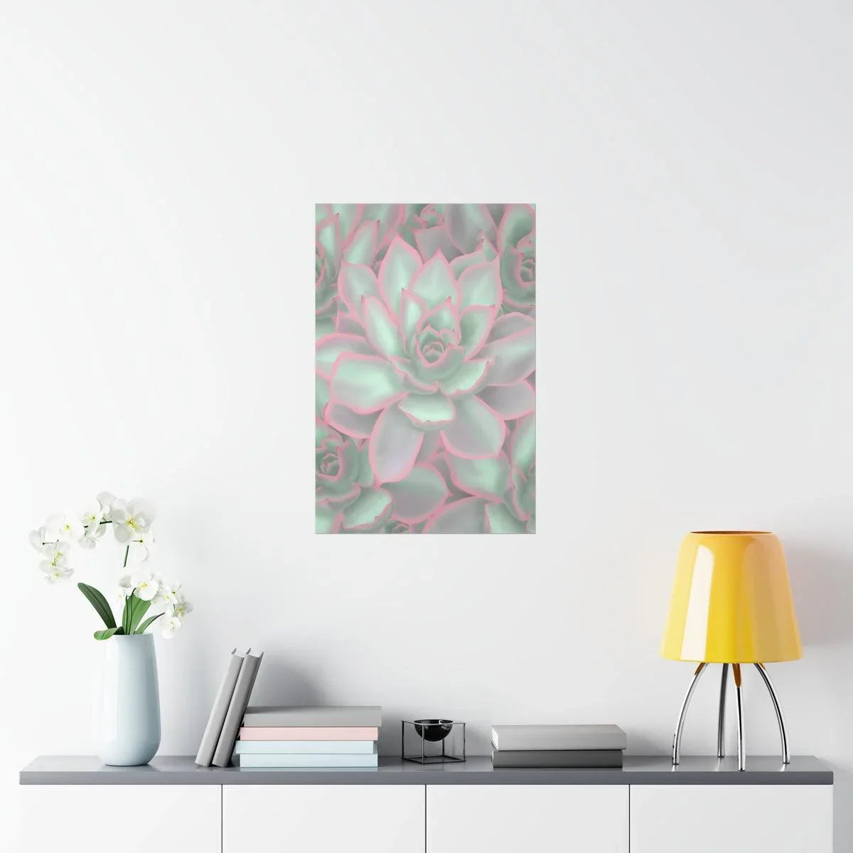 Echeveria Violet Queen Succulent Pattern Botanical Print – Unframed Wall Art