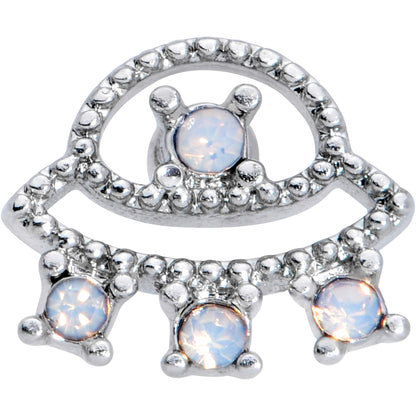 16G 1/4 White Faux Opal UFO Cartilage Tragus Earring