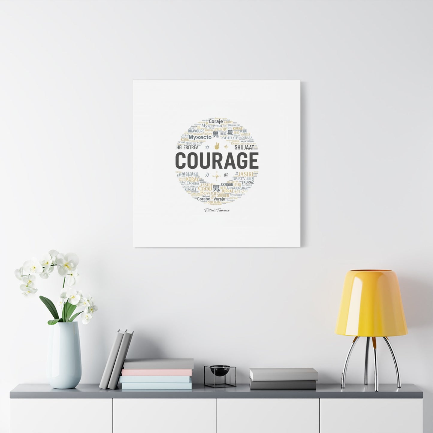 Courage Word Cloud Canvas | Fresh-Start Minimalism art print