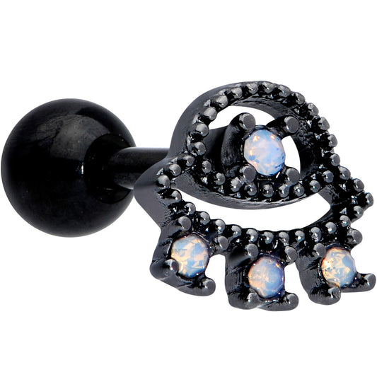 16G 1/4 Black White Faux Opal UFO Cartilage Tragus