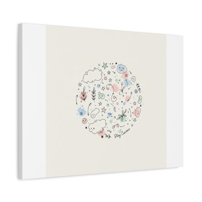 Doodle Circle Line Drawing Matte Canvas, Hand-Drawn Sketch Art