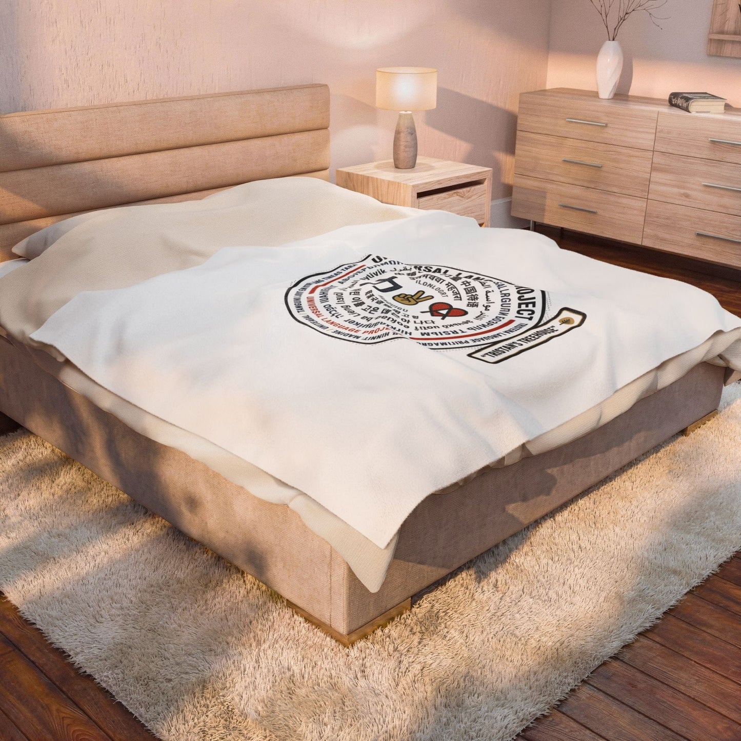 Velveteen Plush Blanket — "Universal [Love/Joy/Peace/Courage/Kindness]" Multi-Script Comfort Throw