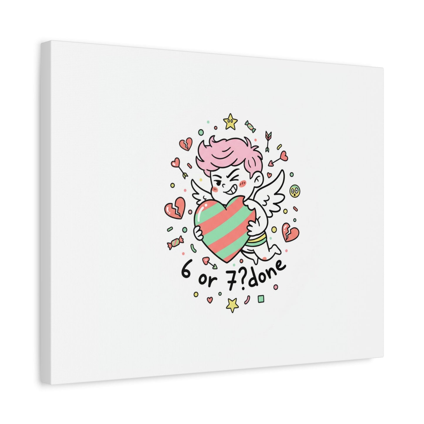 Weird Cupid heart illustration Canvas | Weird Valentine, quirky chaotic love