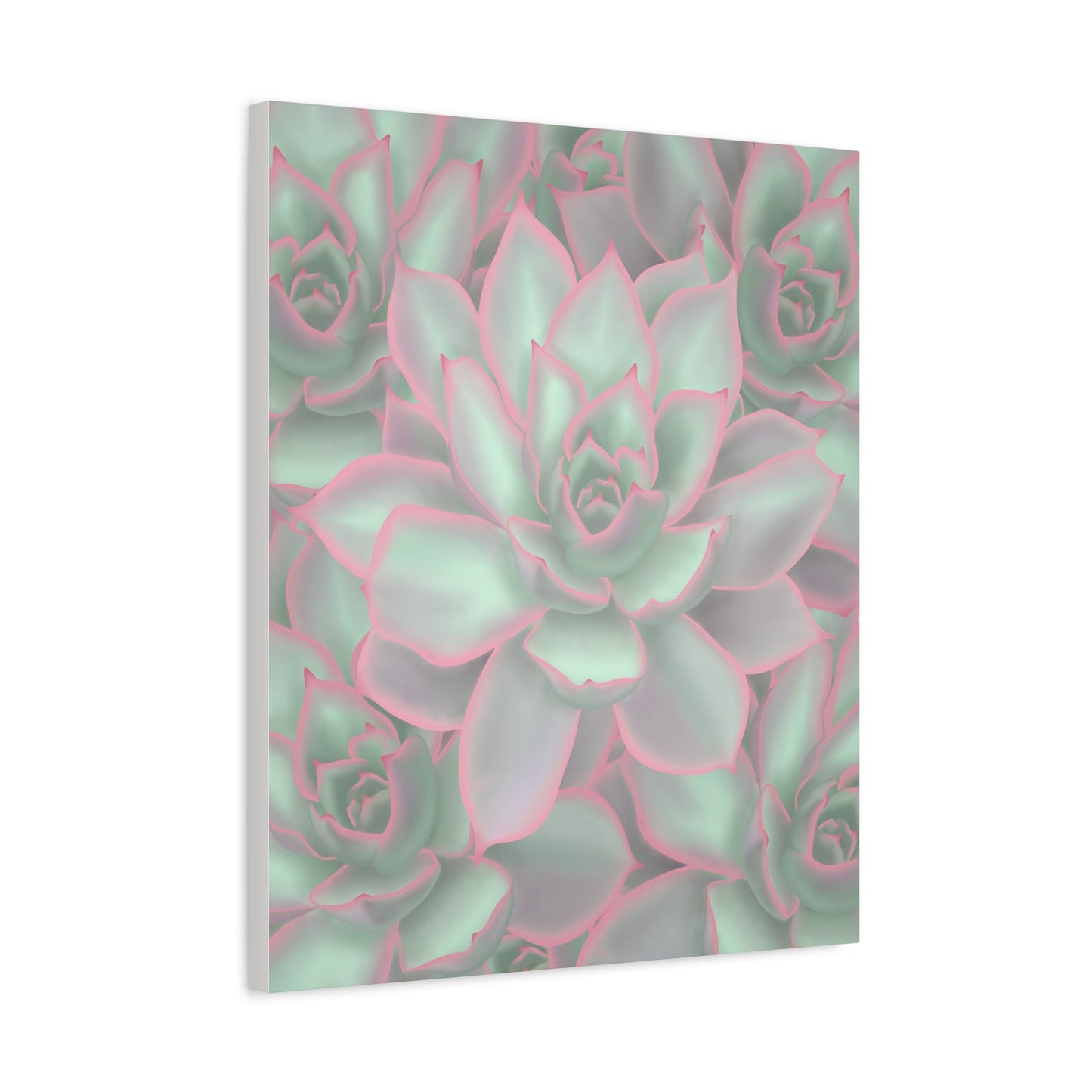 Echeveria Violet Queen Succulent Pattern Canvas Print – Botanical Wall Art