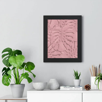 Soft Pink Monstera Framed Print – Botanical Wall Art